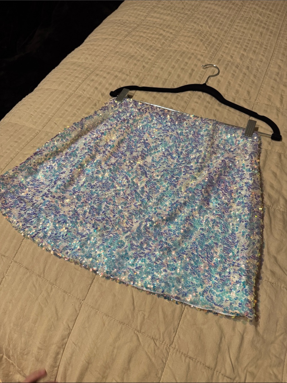 Endless Rose Iridescent Sequin Side Zip Mini Skirt - Blueish Purpleish Size M - Picture 16 of 16